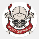 Creepy Clothing Skull Round Stickers