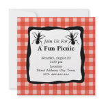 Creepy Crawly Ant Plaid Tablecloth Picnic Party invitations