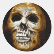Creepy Halloween Skull Round Sticker