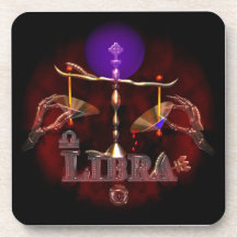 Creepy Libra zodiac astrology by Valxart.com Beverage Coasters
