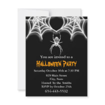 Creepy Spider & Web  Invitation Card Template