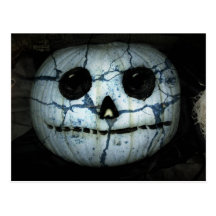 Creepy White Pumpkin Jack-o-Lantern Postcards