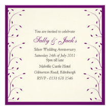 Creme & Purple Anniversary Party Invitation
