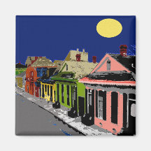 Creole Cottage New Orleans Full Moon Refrigerator Magnet