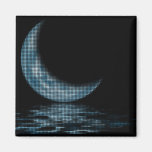 Cresent Moon Lake Dots Blue Refrigerator Magnet