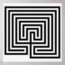 Cretan Labyrinth in black-and-white Print
