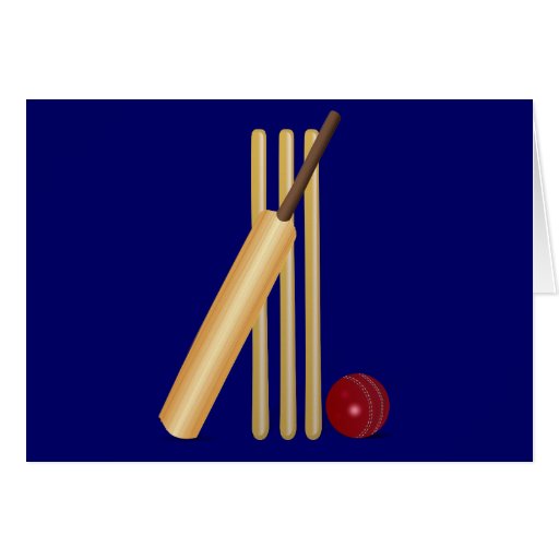 Cricket bat and ball greeting cards Zazzle