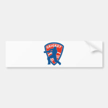 cricket batsman batting silhouette shield bumper stickers