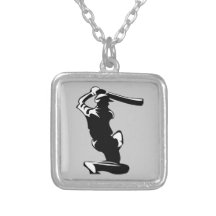 cricket batter player custom necklace