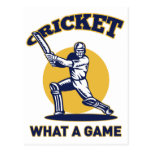 cricket player batsman bat retro postcards