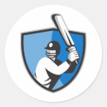 cricket player batsman bat shield retro sticker