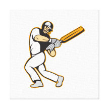 Cricket Player Batsman Batting Stretched Canvas Print