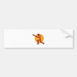 cricket player batsman batting retro bumper sticker