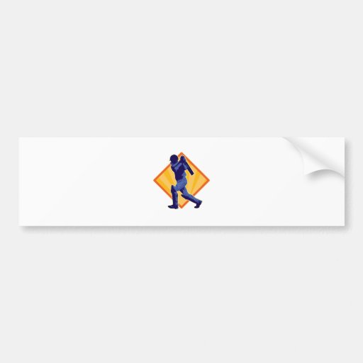 cricket player batsman batting retro bumper sticker