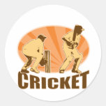 cricket player batsman batting retro round sticker