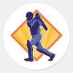 cricket player batsman batting retro stickers