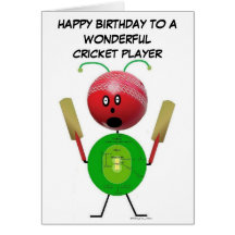 Cricket Player Birthday Greeting Cards