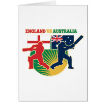 cricket sports batsman England vs Australia flag Cards