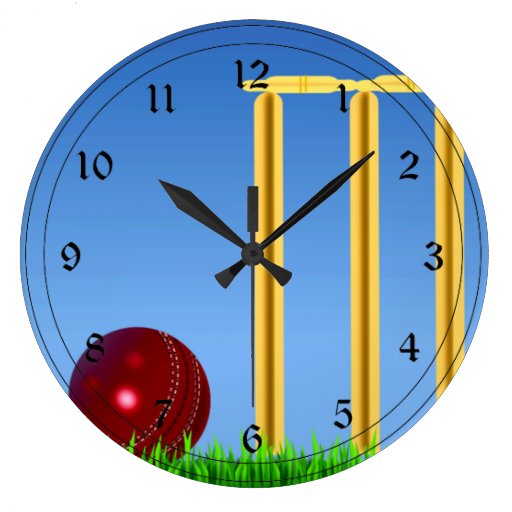 Cricket, wicket and ball clock Zazzle