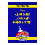 Crime Scene Cupcake blue Murder Mystery Invitation