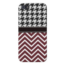 Crimson Chevron and Houndstooth Cover For iPhone 5