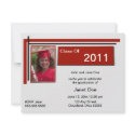 Crimson Graduation Photo Announcement invitations