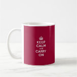 Crimson Red Keep Calm and Carry On Coffee Mug