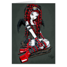 "Crimson" Red Tattoo Cyber Goth Angel Card