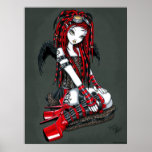 "Crimson" Red Tattoo Cyber Goth Angel Poster posters