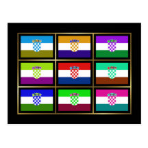 Croatia Multihue Flags Postcard