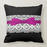 crochet lace effect pink ribbon damask pillows