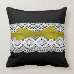 crochet lace effect yellow ribbon damask pillows