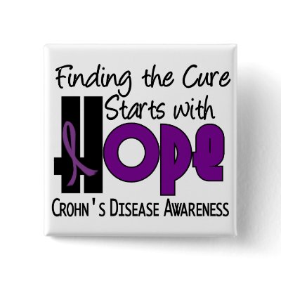 Crohn’s Disease HOPE 4 Pinback Buttons by awarenessgifts