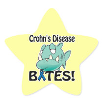 Crohns Disease BITES (blue) Star Sticker
