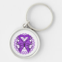 Crohn's Disease Butterfly Circle of Ribbons Key Chains