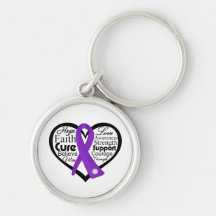 Crohn's Disease Heart Ribbon Collage Key Chain