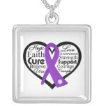 Crohn's Disease Heart Ribbon Collage necklaces