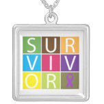 Crohns Disease Survivor Colourful Tiles necklaces
