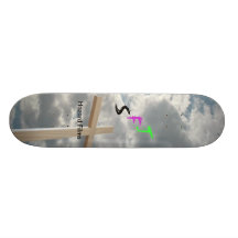 cross and clouds-light, S, F, J, Hazard Films Skateboard Deck