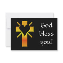 Cross and heart #4 (cross with heart & light rays) invite