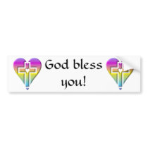 Cross and hearts #5 ( 3-D pastel ) Bumper Sticker