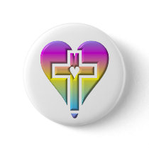 Cross and hearts #5 ( 3-D pastel ) Button
