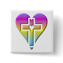 Cross and hearts #5 ( 3-D pastel ) Buttons