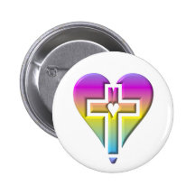 Cross and hearts #5 ( 3-D pastel ) Button