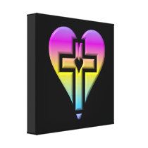 Cross and hearts #5 ( 3-D pastel ) Stretched Canvas Print