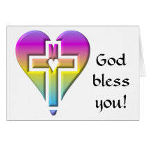Cross and hearts #5 ( 3-D pastel ) Greeting Cards