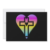 Cross and hearts #5 ( 3-D pastel ) Personalised Invitations