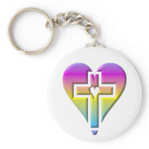Cross and hearts #5 ( 3-D pastel ) Key Chains