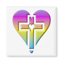 Cross and hearts #5 ( 3-D pastel ) Fridge Magnet
