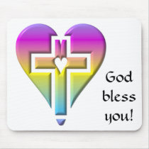 Cross and hearts #5 ( 3-D pastel ) Mousemat